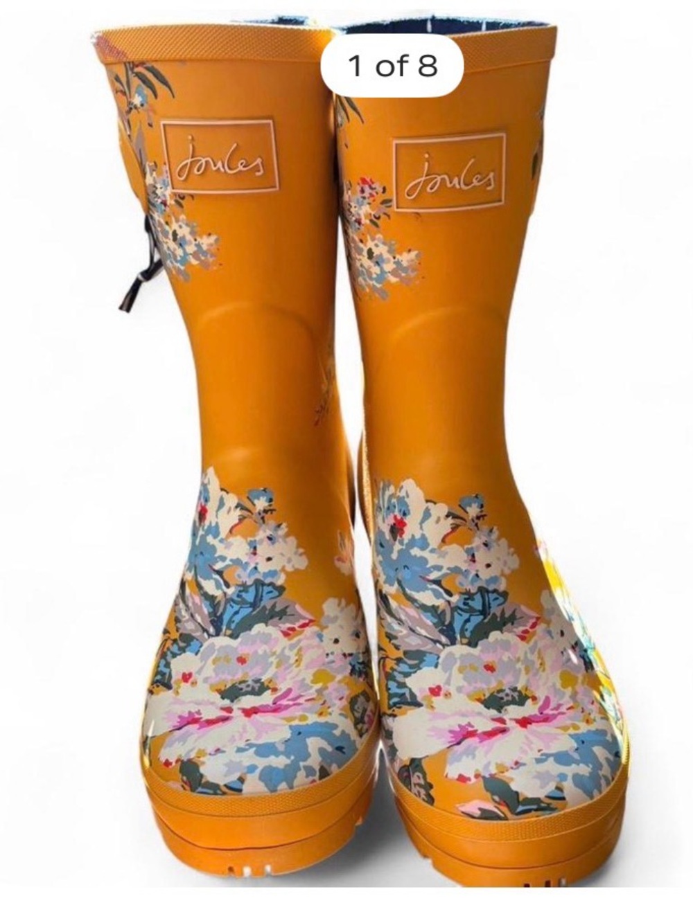 Joules Yellow Floral Women's Waterproof Rain Boots